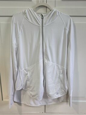 Athleta White Hooded Zip-Up Jacket